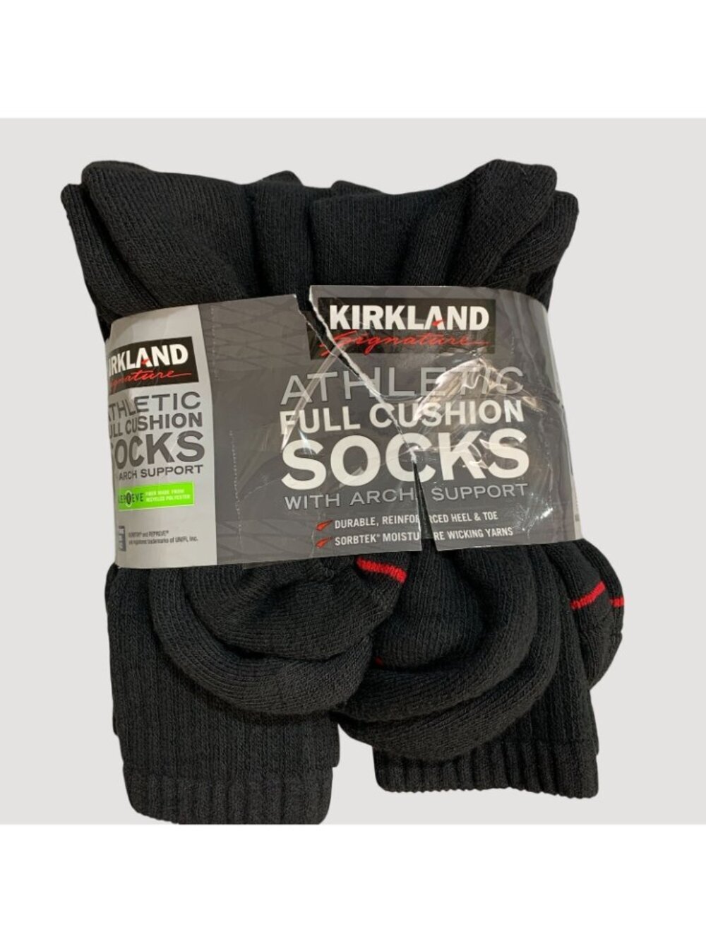 NWT Kirkland Signature Men’s 8-12 Black 8 Pairs Athletic Full Cushion Socks - Picture 2 of 5